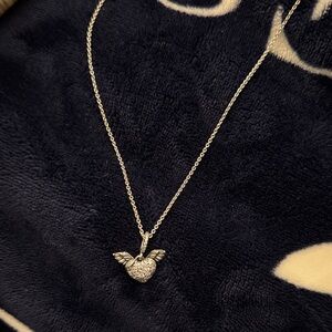 Silver Heart Wing Pendant Necklace pandora